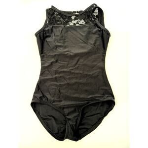 Black Lace Leotard by Double Platinum Child Large - EUC